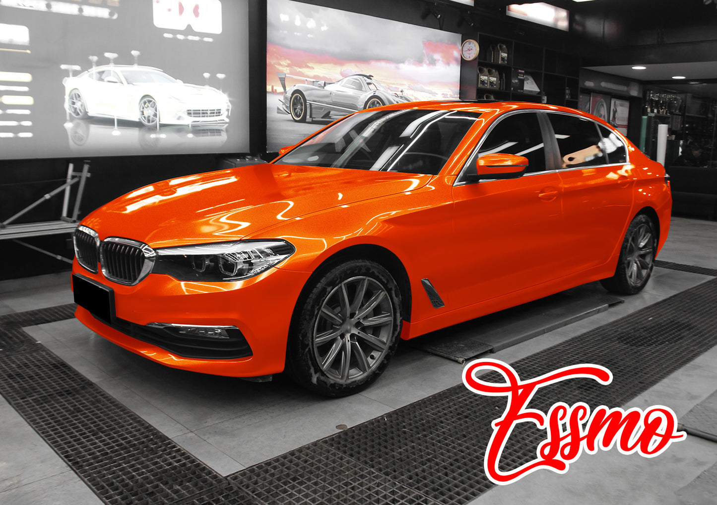 PET Super Gloss Metallic Orange Vinyl Wrap