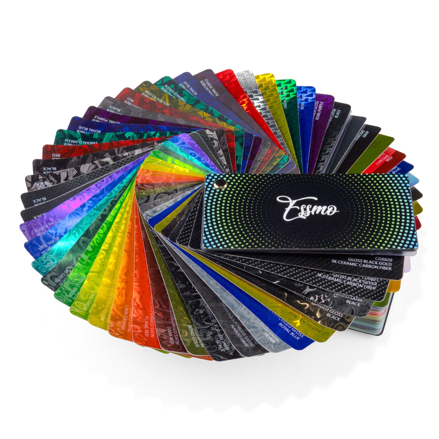 ESSMO Swatch PET Backing Version - Super Gloss Metallic PET Deck Book Auto Wrap Vinyl Wrapping Film