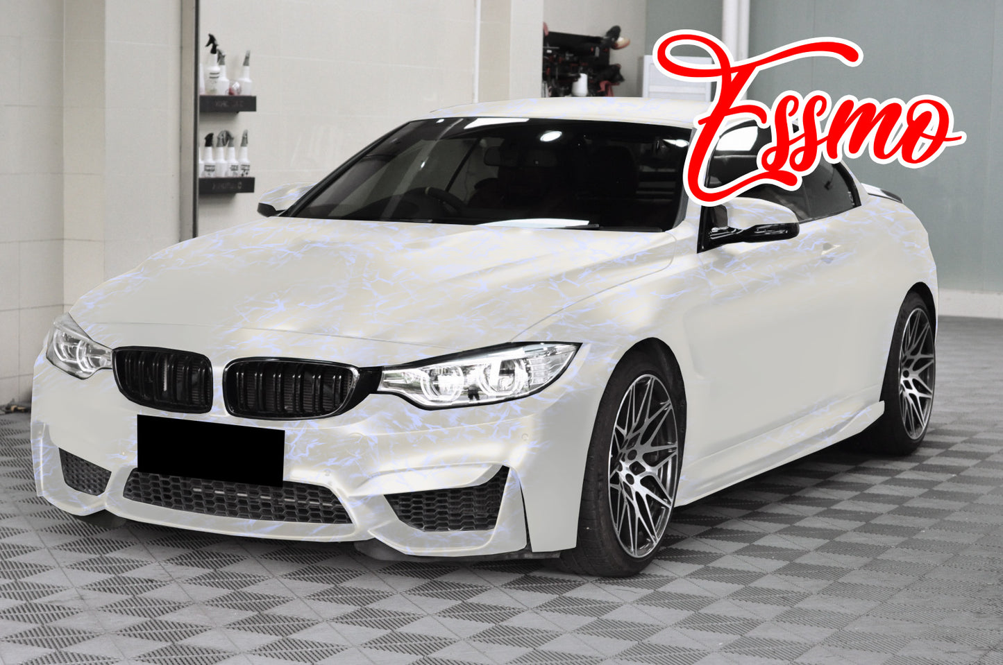 PET Marble Pearl Matte White Blue Vinyl Wrap