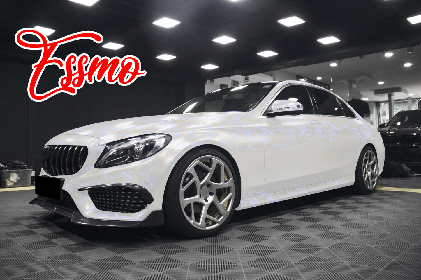 PET Marble Pearl Matte White Blue Vinyl Wrap