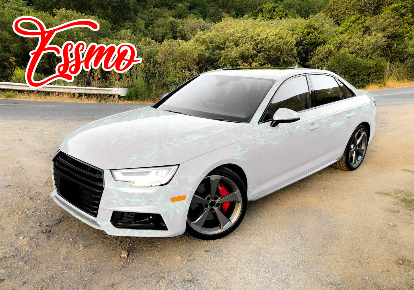 PET Marble Pearl Gloss White Green Vinyl Wrap