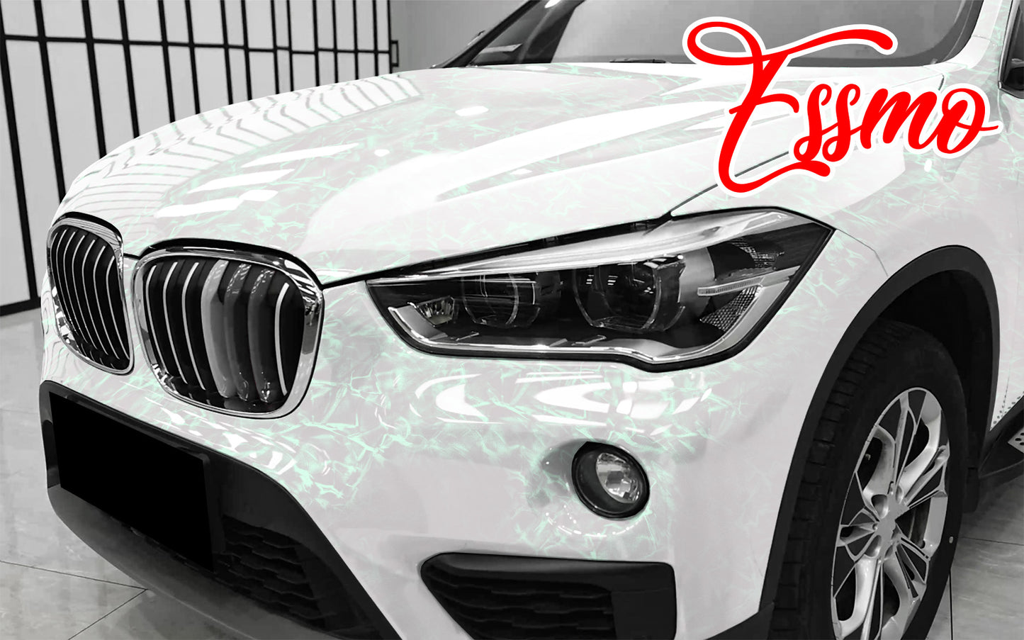 PET Marble Pearl Gloss White Green Vinyl Wrap