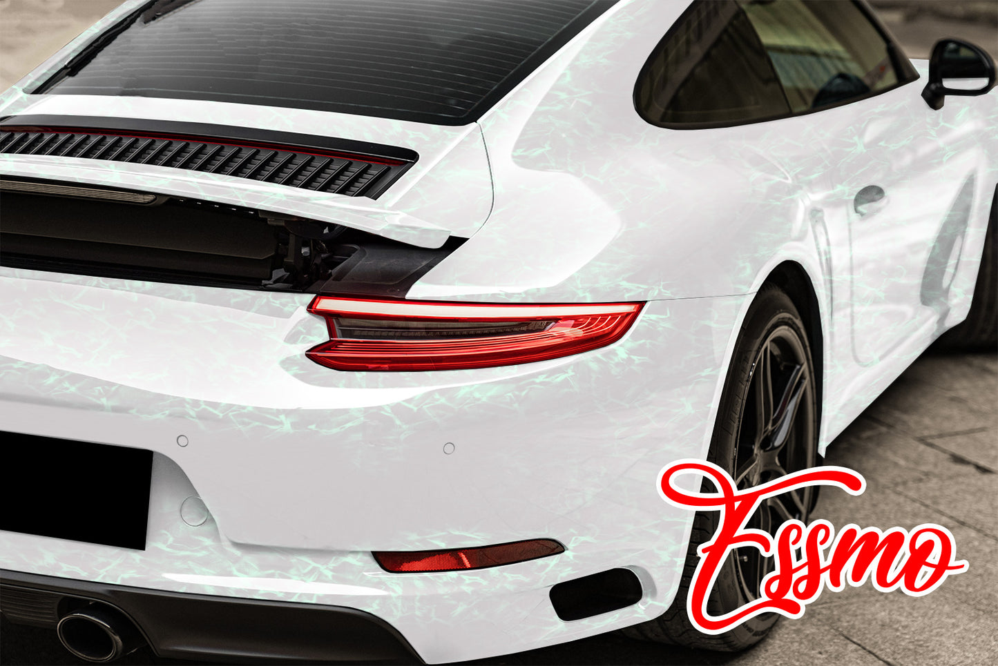 PET Marble Pearl Gloss White Green Vinyl Wrap