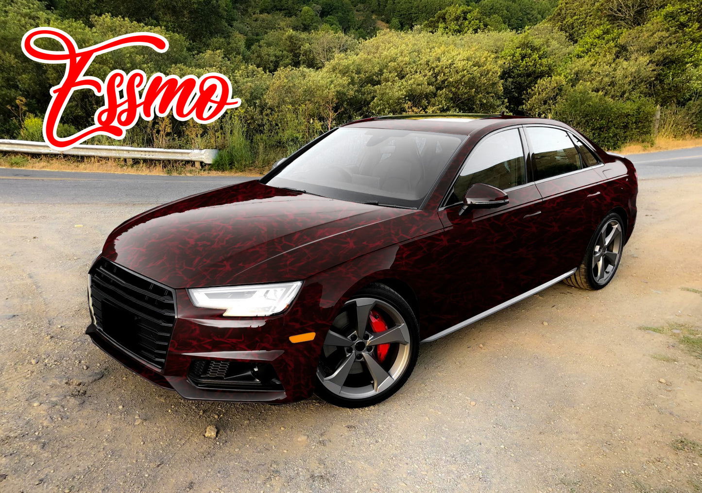 PET Marble Pearl Gloss Dark Red Vinyl Wrap