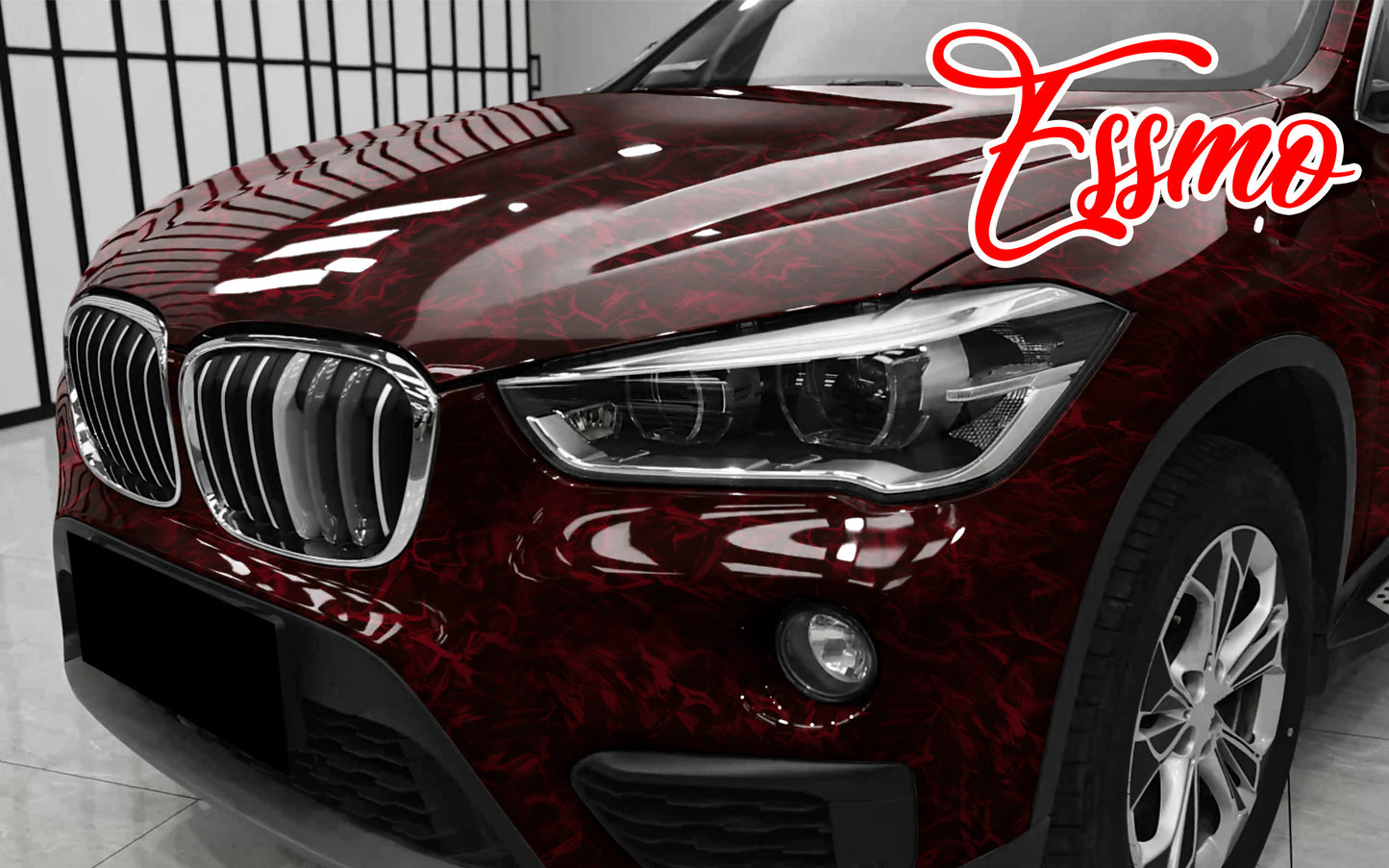 PET Marble Pearl Gloss Dark Red Vinyl Wrap