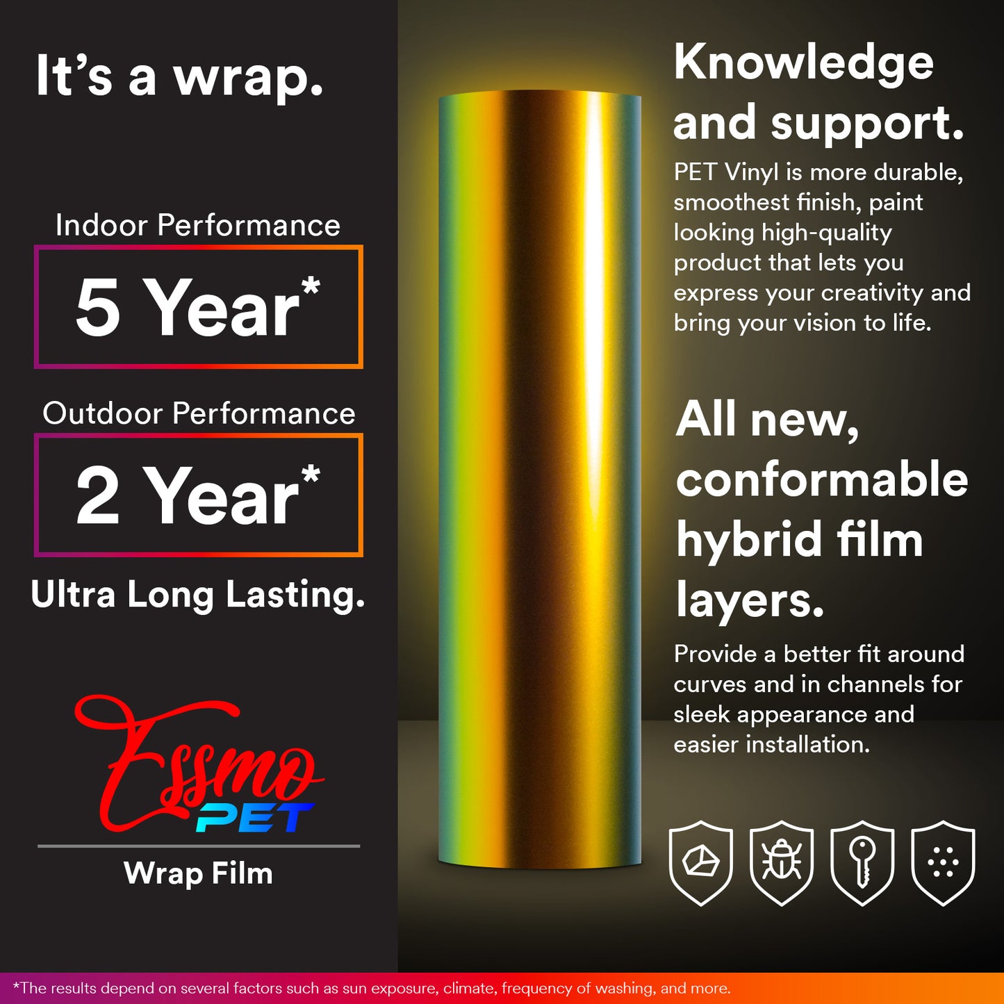 PET Neo Holographic Satin Gold Chrome Vinyl Wrap