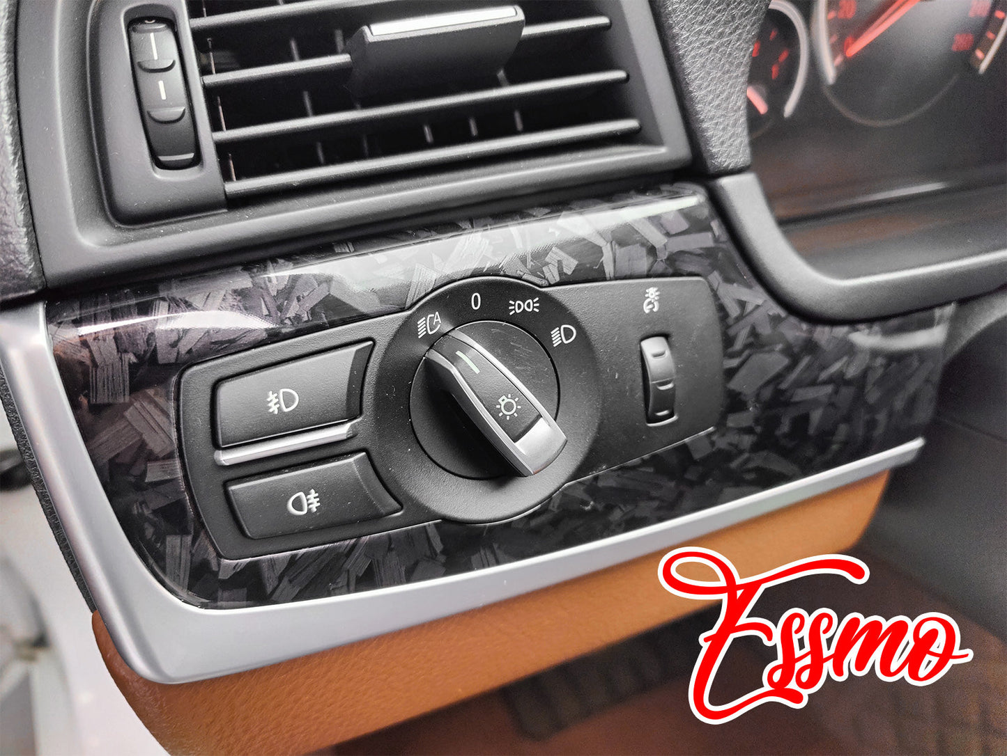 24K Chopped Forged Carbon Fiber Gloss Black Vinyl Wrap