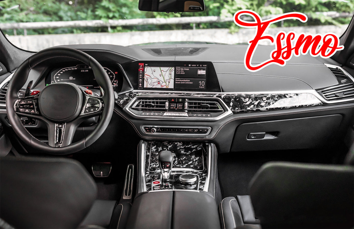 24K Chopped Forged Carbon Fiber Gloss Black Vinyl Wrap