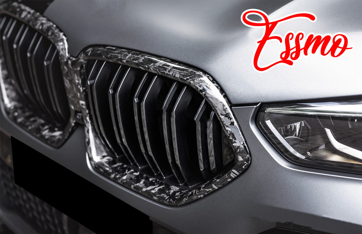 24K Chopped Forged Carbon Fiber Gloss Black Vinyl Wrap