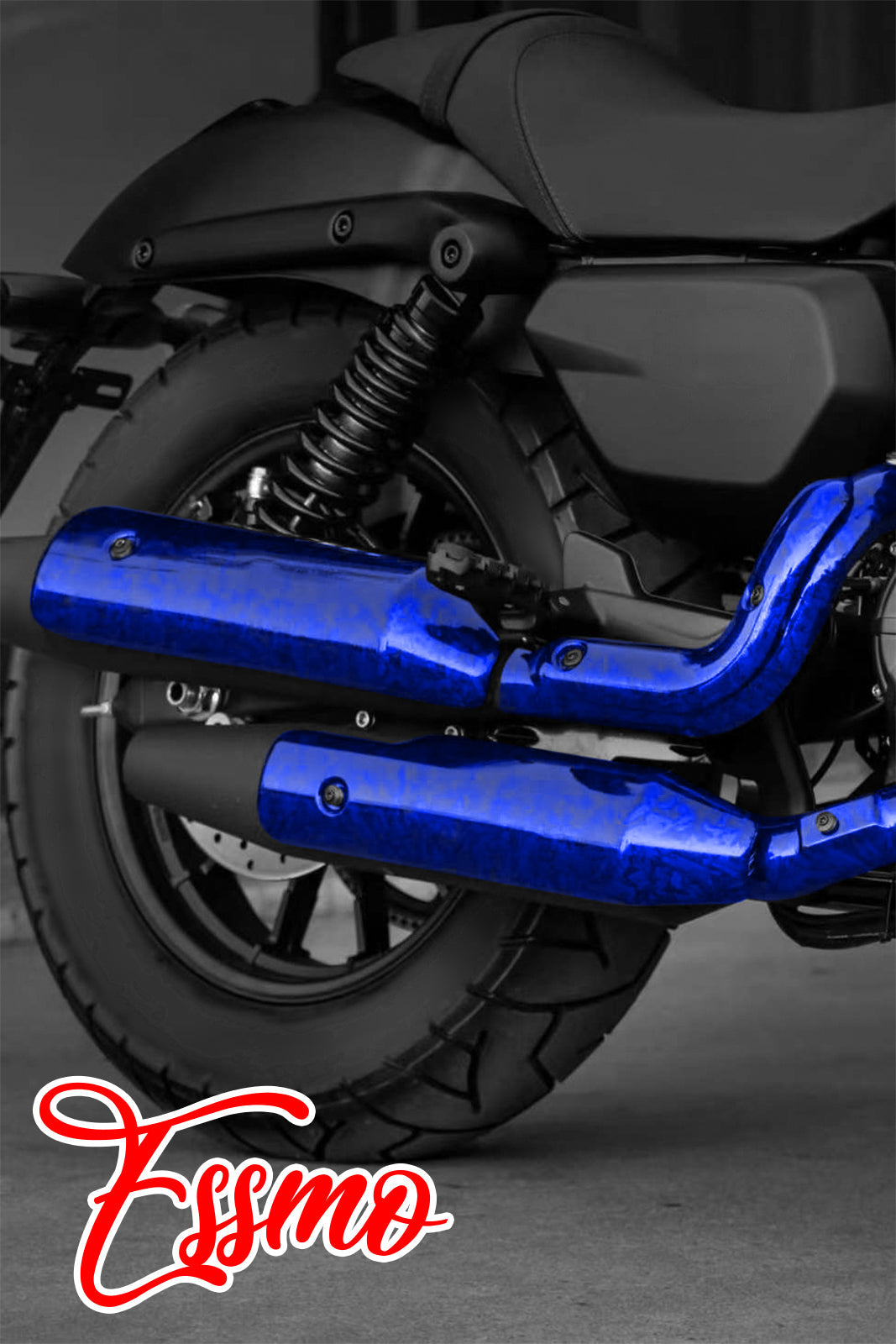 24K Chopped Forged Carbon Fiber Gloss Blue Vinyl Wrap