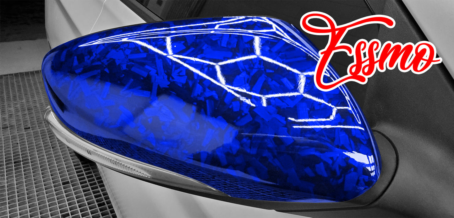 24K Chopped Forged Carbon Fiber Gloss Blue Vinyl Wrap