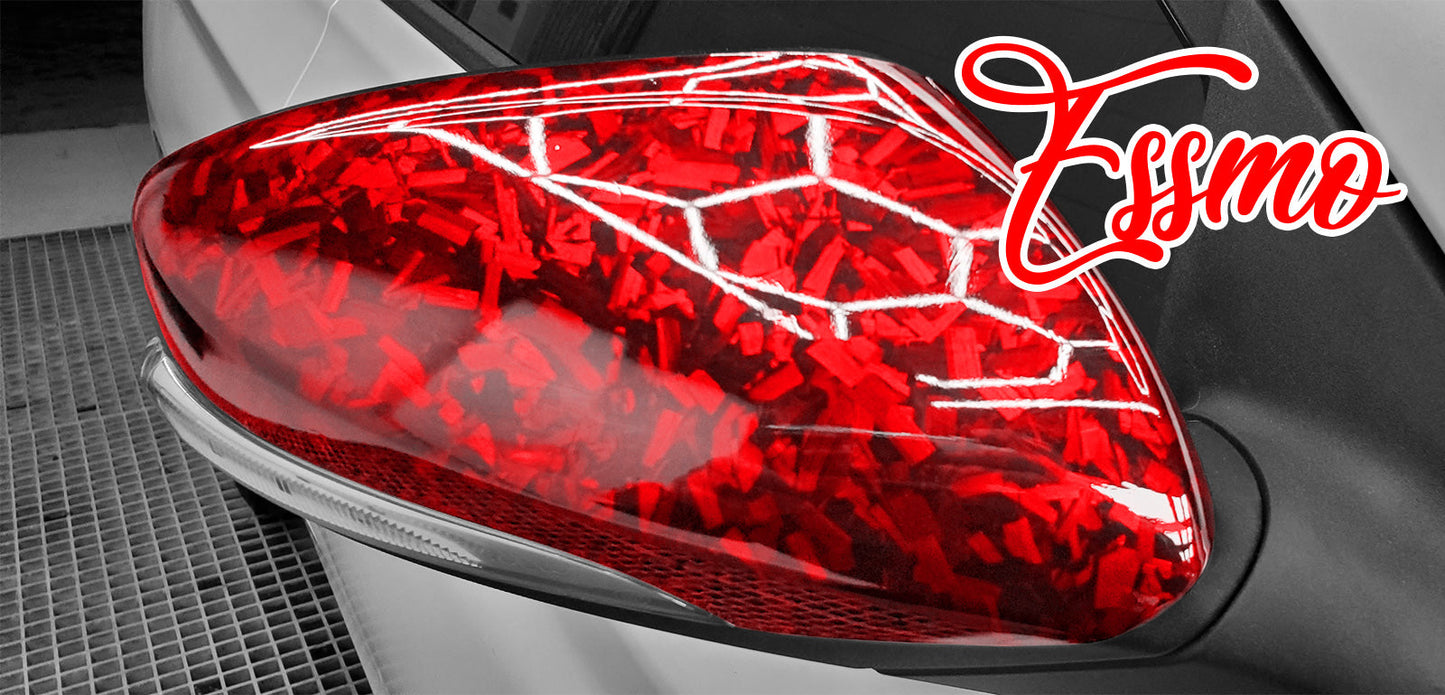 24K Chopped Forged Carbon Fiber Gloss Red Vinyl Wrap