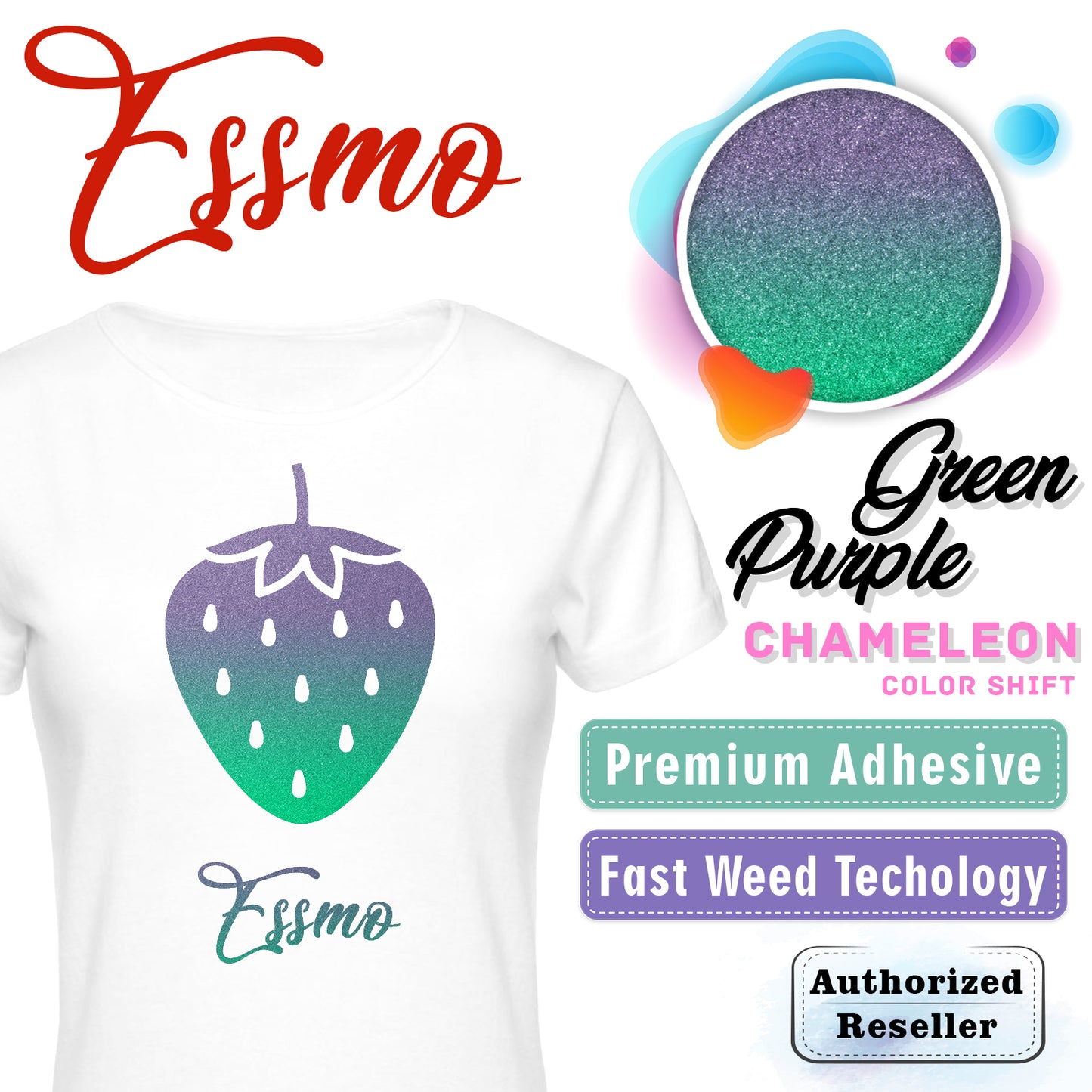 ESSMO™ Purple/Green Chameleon Color Change Heat Transfer Vinyl HTV ADC06
