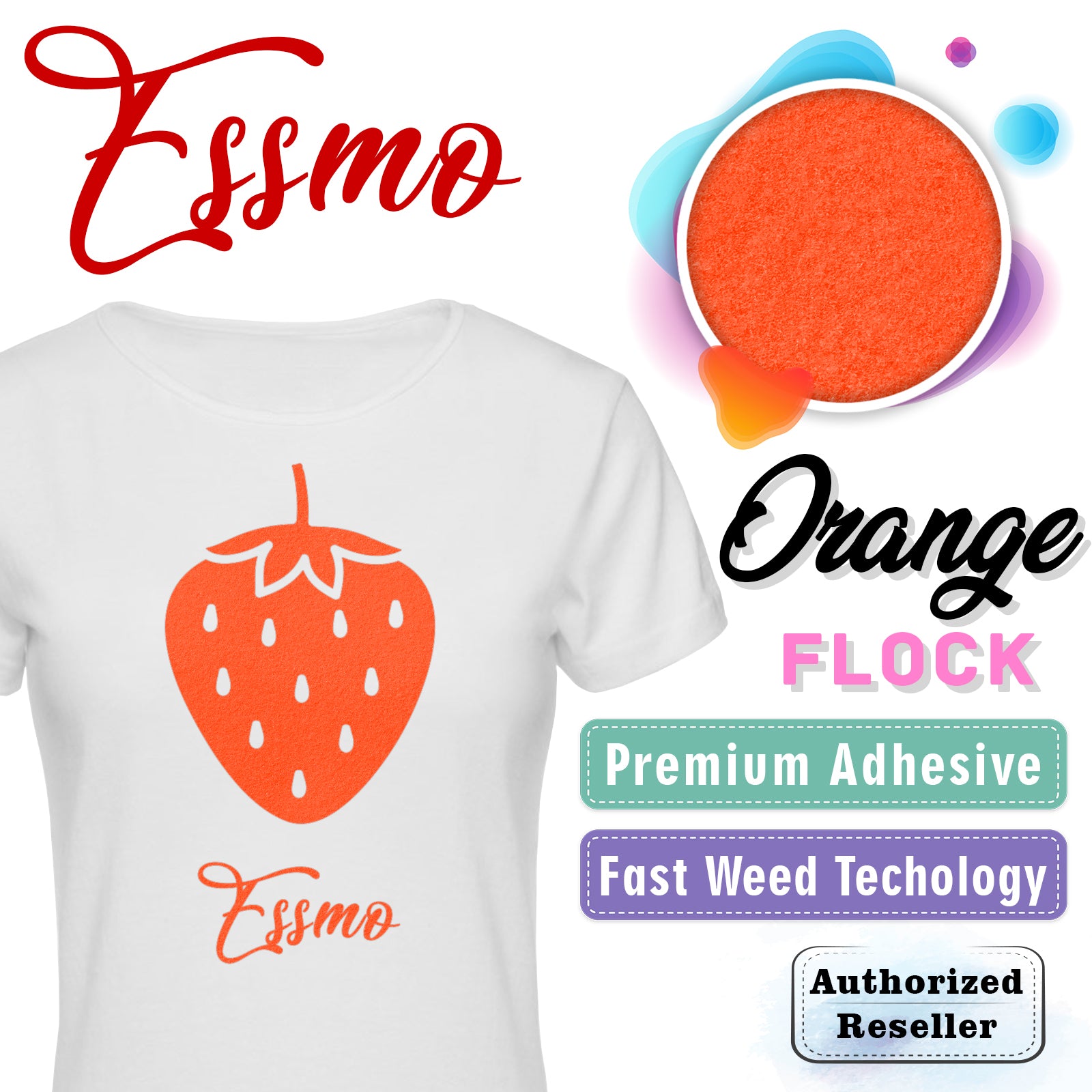 ESSMO™ Orange Flock Heat Transfer Vinyl HTV DF18 – Essmovinyl