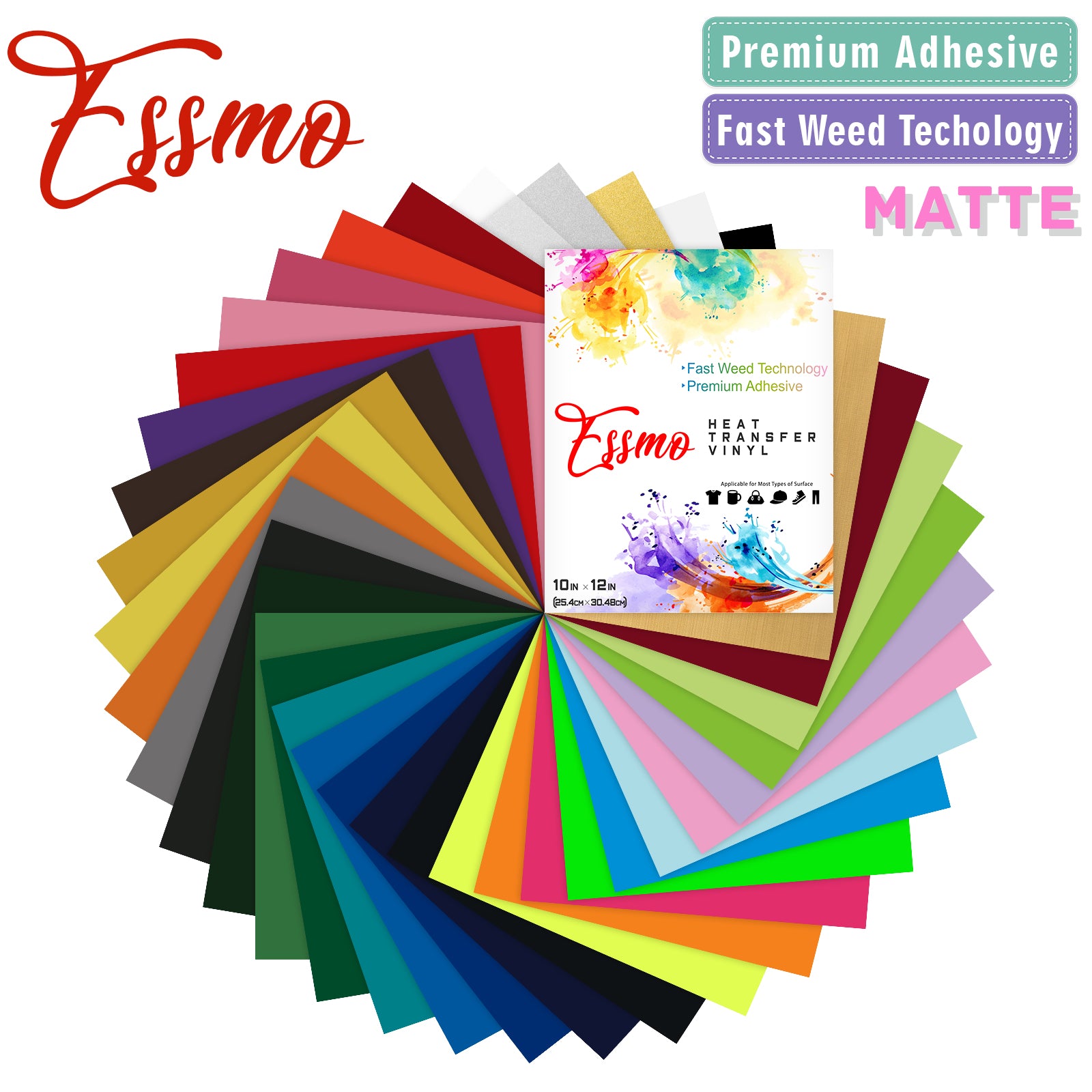 20pcs 16 Colors Matte Heat Transfer Vinyl 12x10 HTV Bundle