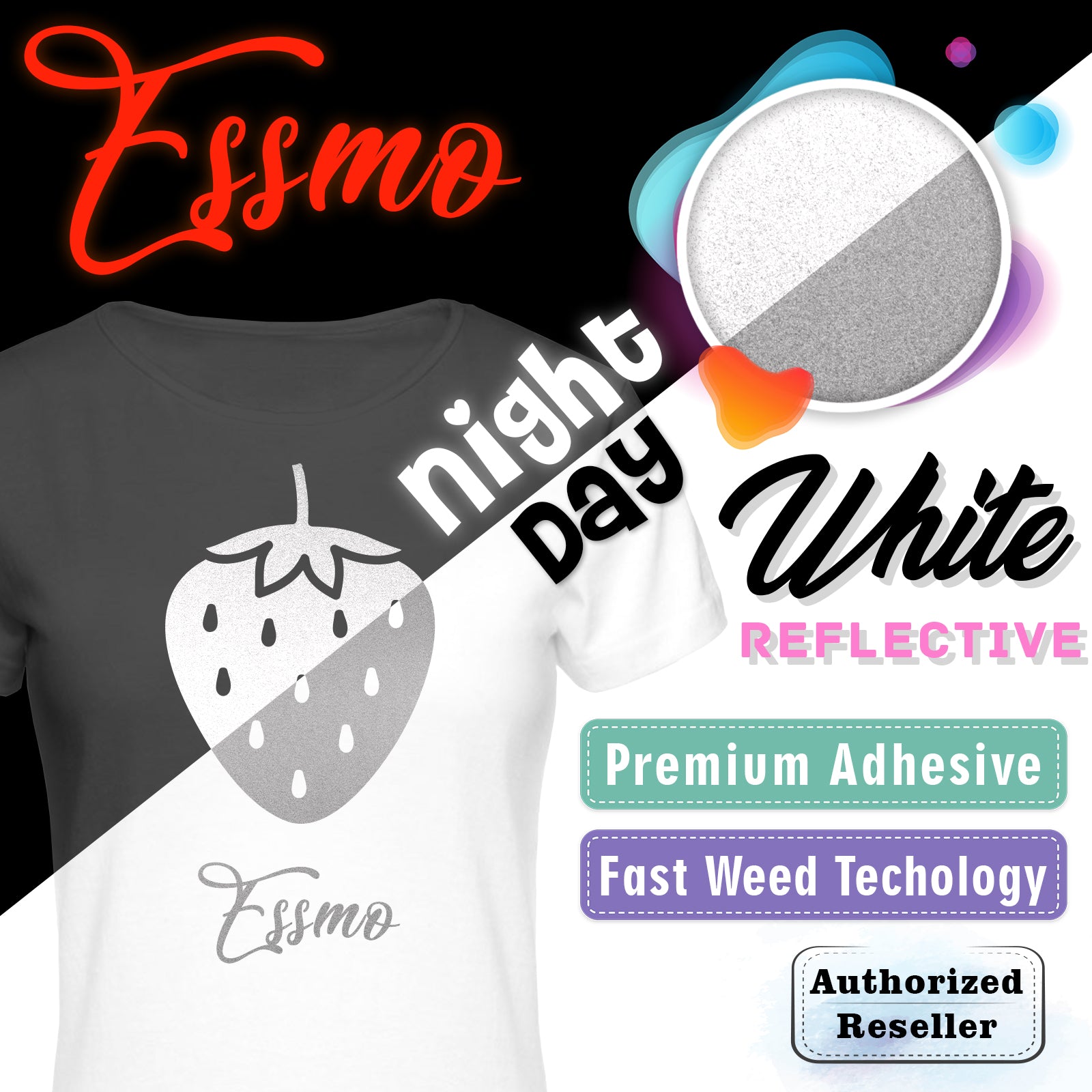 ESSMO™ Silver / White Reflective Heat Transfer Vinyl HTV RT03 – Essmovinyl