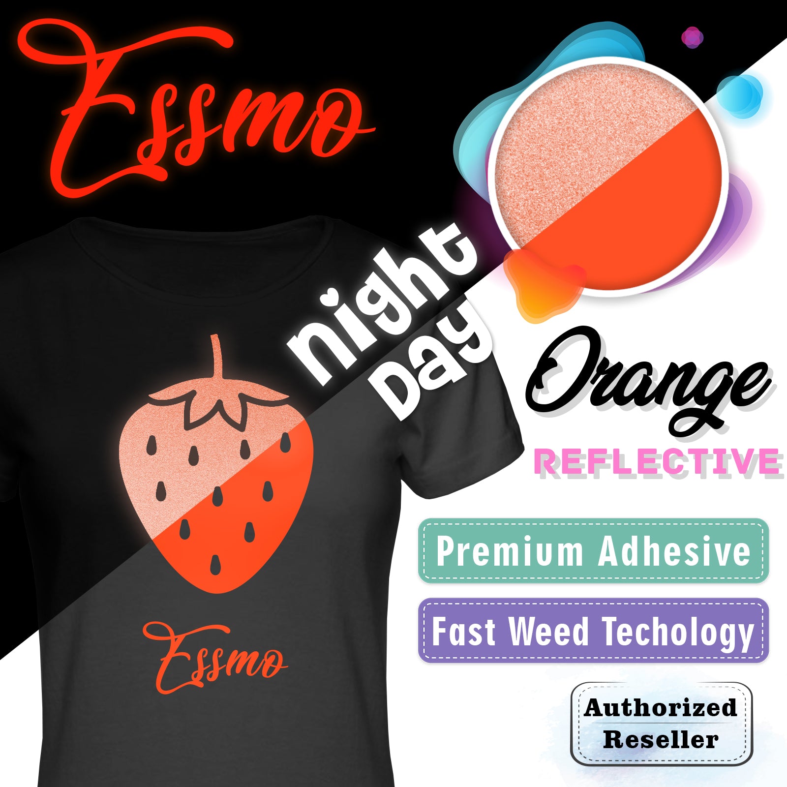 ESSMO™ Orange Reflective Heat Transfer Vinyl HTV RT05 – Essmovinyl