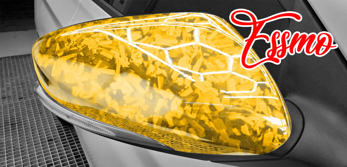 24K Chopped Forged Carbon Fiber Gloss Gold Vinyl Wrap