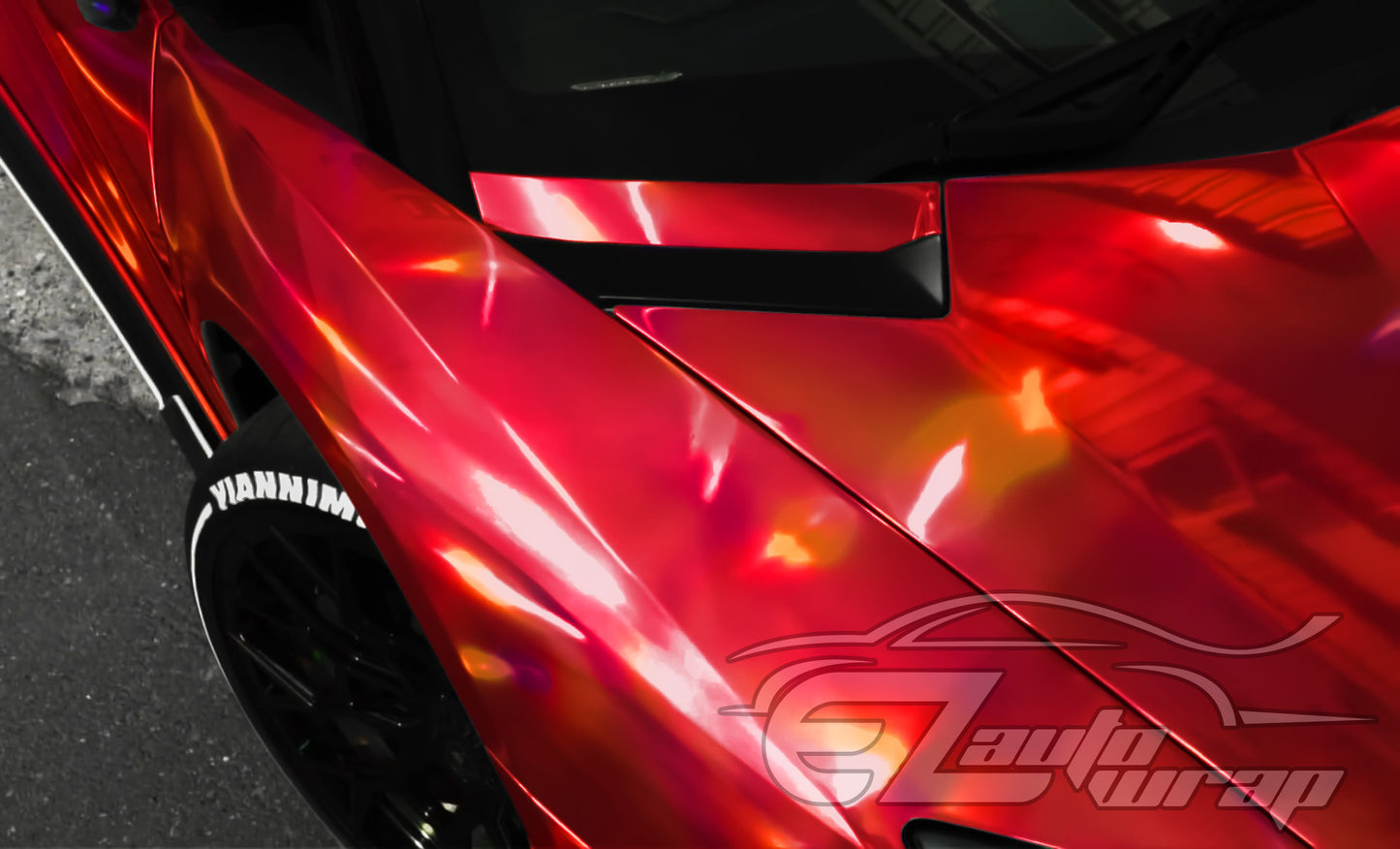 Holographic Red Vinyl Wrap