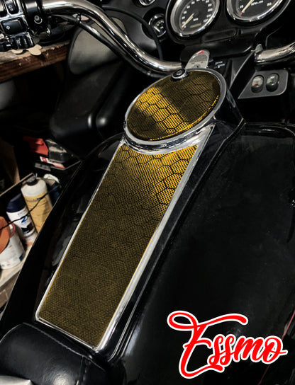 PET Honeycomb Carbon Fiber Satin Bond Gold Hex Vinyl Wrap