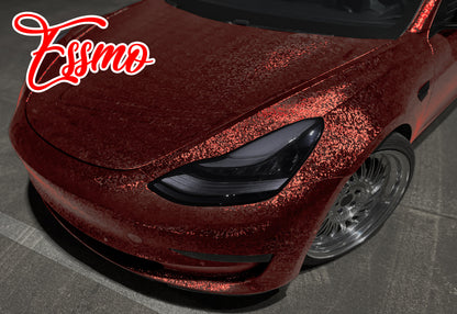 PET Damascus Forged Satin Dark Red Vinyl Wrap