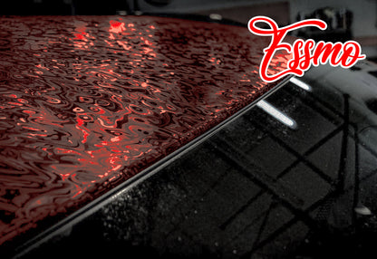 PET Damascus Forged Satin Dark Red Vinyl Wrap