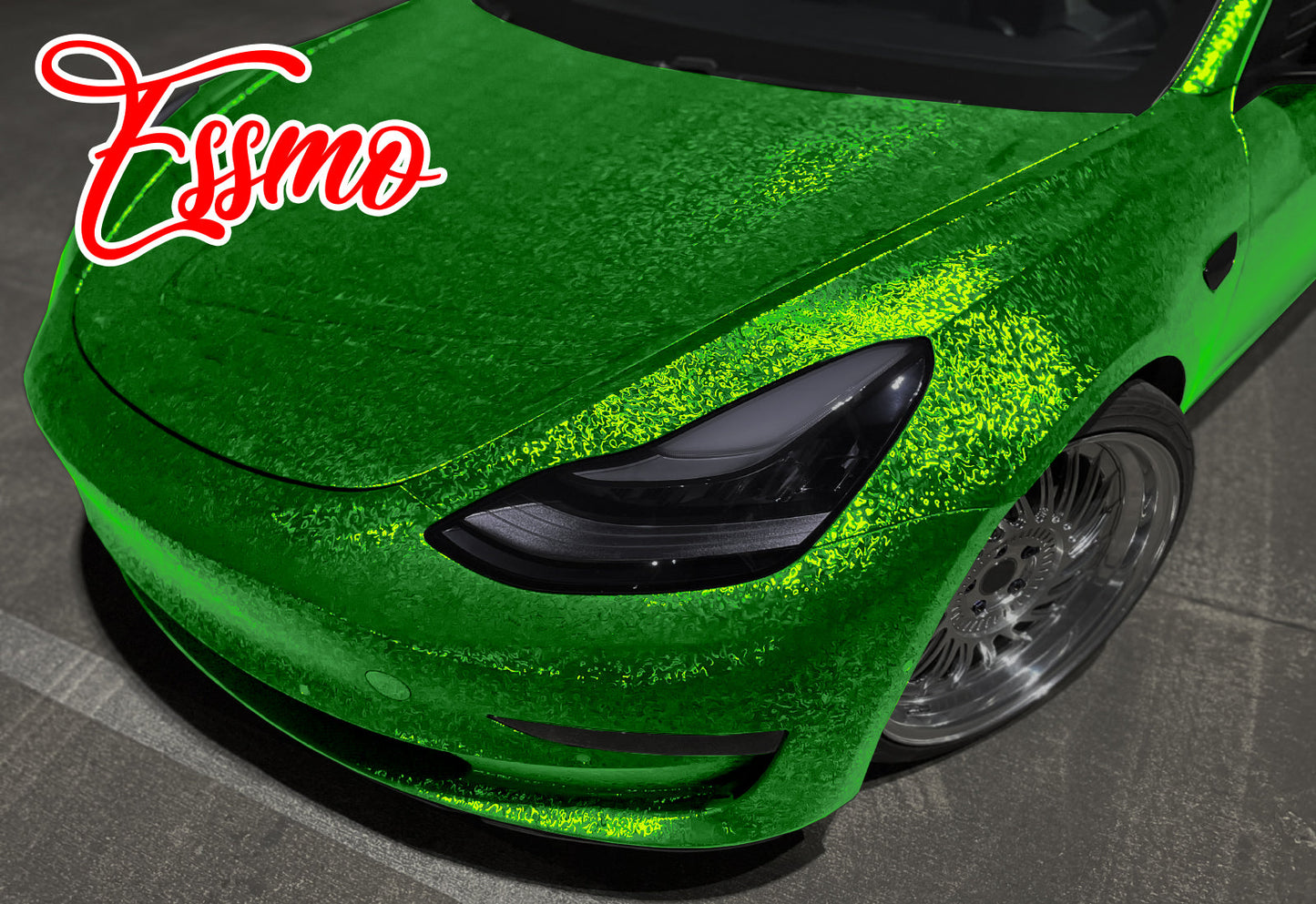 PET Damascus Forged Satin Beast Green Vinyl Wrap