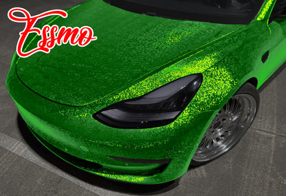 PET Damascus Forged Satin Beast Green Vinyl Wrap