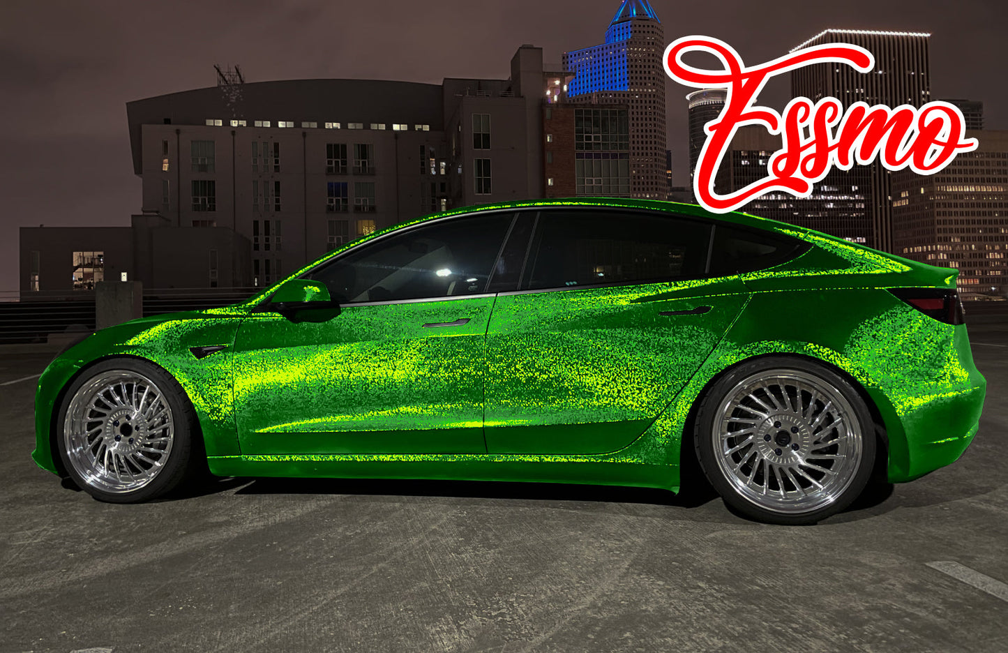 PET Damascus Forged Satin Beast Green Vinyl Wrap