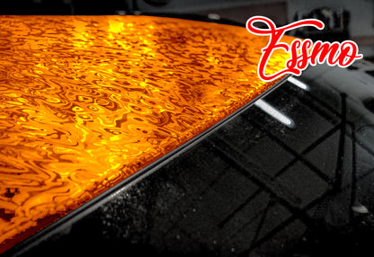 PET Damascus Forged Satin Lava Orange Vinyl Wrap