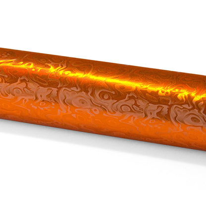 PET Damascus Forged Satin Lava Orange Vinyl Wrap