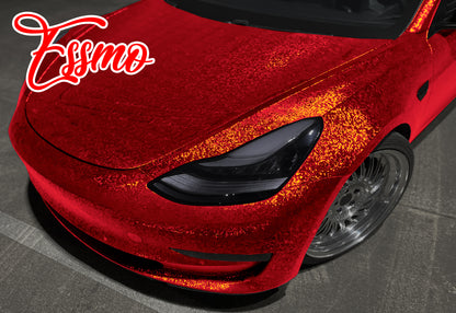 PET Damascus Forged Gloss Dark Red Vinyl Wrap