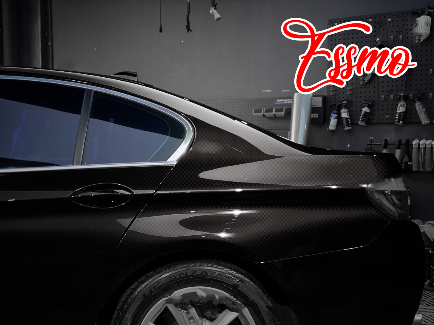 Nano TPF Carbon Fiber Gloss Checker Black Vinyl Wrap