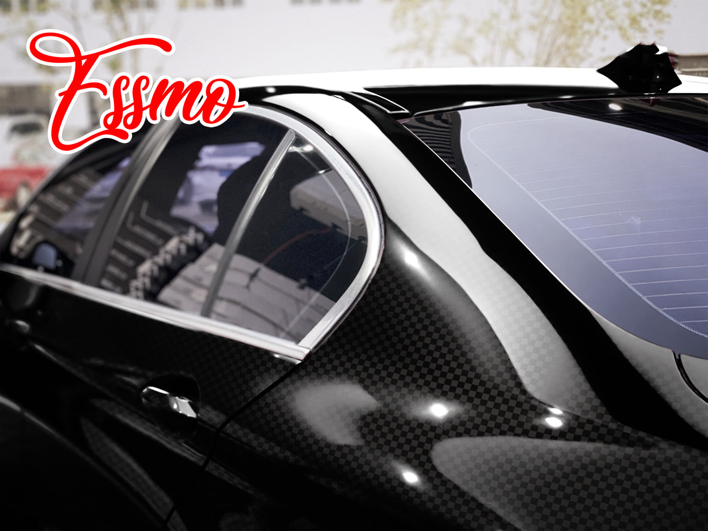 Nano TPF Carbon Fiber Gloss Checker Black Vinyl Wrap