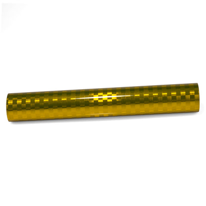 PET Chrome Checker Carbon Fiber Gloss Gold Vinyl Wrap