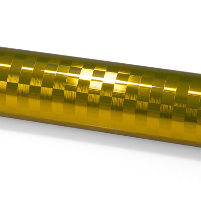 PET Chrome Checker Carbon Fiber Gloss Gold Vinyl Wrap