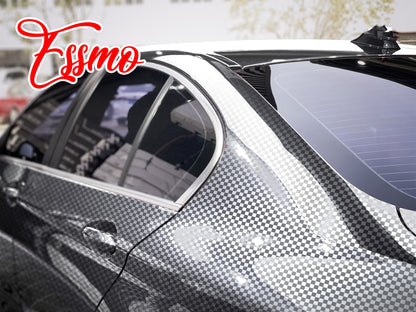 PET Chrome Checker Carbon Fiber Gloss Silver Vinyl Wrap