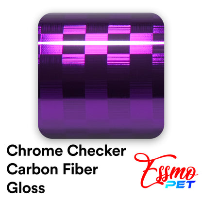 PET Chrome Checker Carbon Fiber Gloss Purple Vinyl Wrap