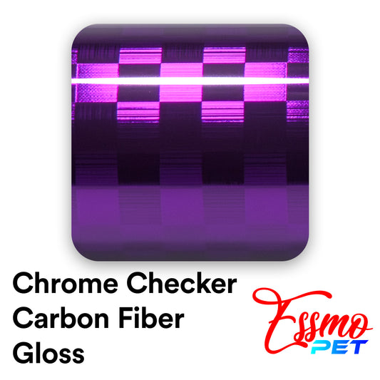PET Chrome Checker Carbon Fiber Gloss Purple Vinyl Wrap