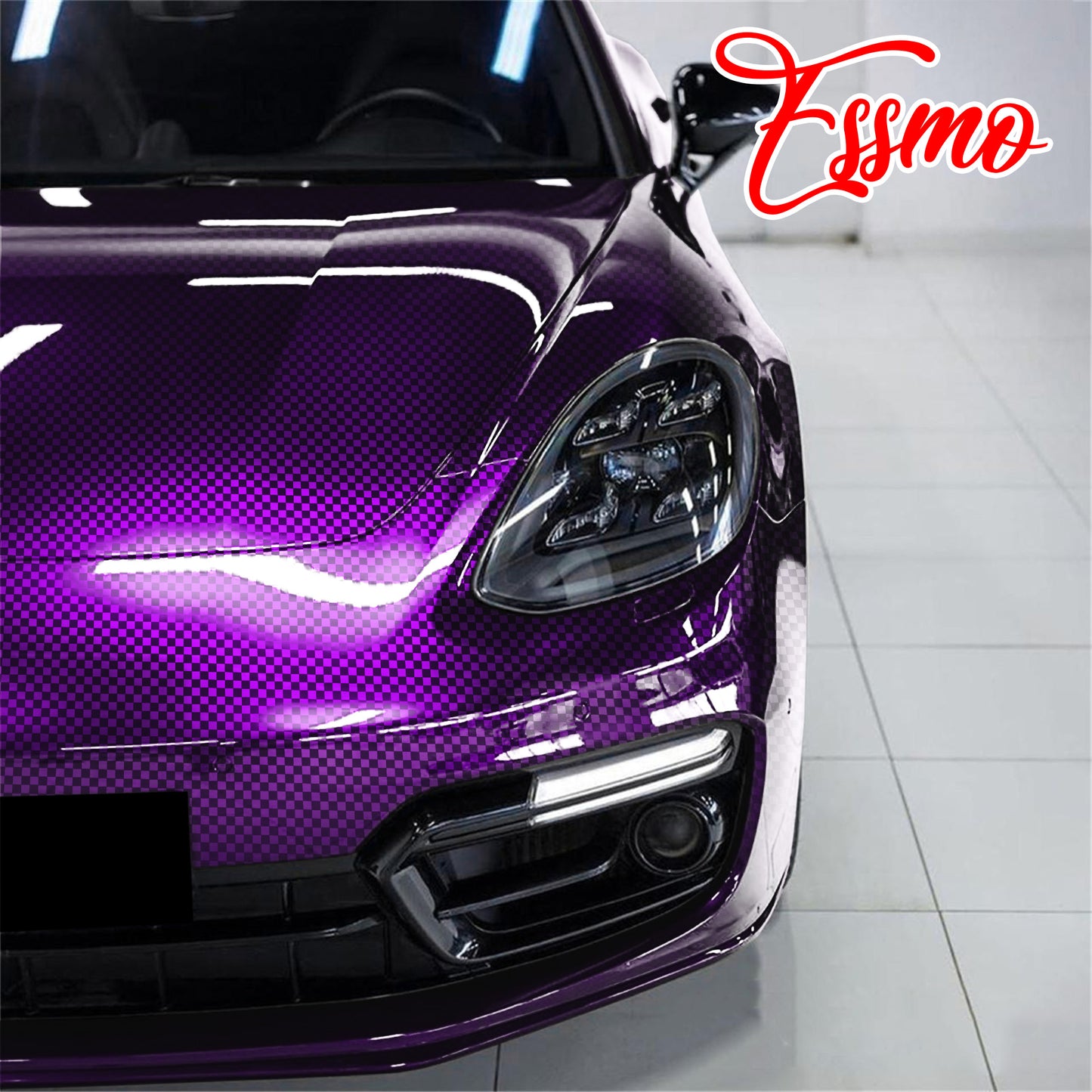 PET Chrome Checker Carbon Fiber Gloss Purple Vinyl Wrap