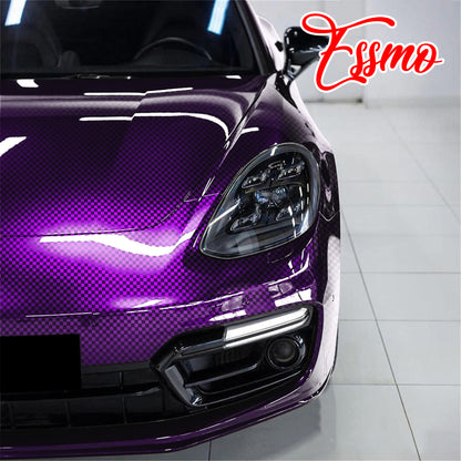 PET Chrome Checker Carbon Fiber Gloss Purple Vinyl Wrap
