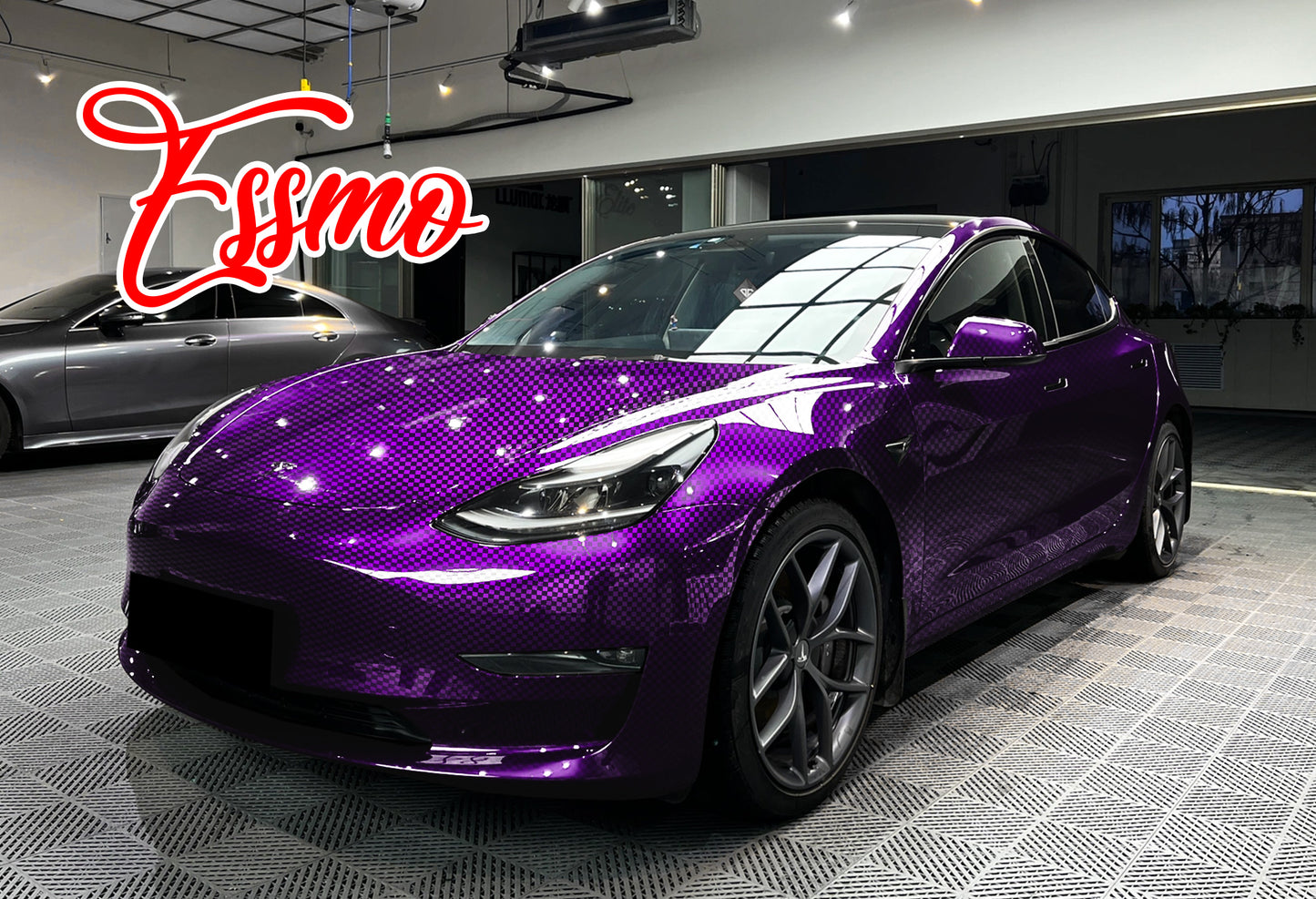 PET Chrome Checker Carbon Fiber Gloss Purple Vinyl Wrap