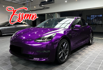 PET Chrome Checker Carbon Fiber Gloss Purple Vinyl Wrap