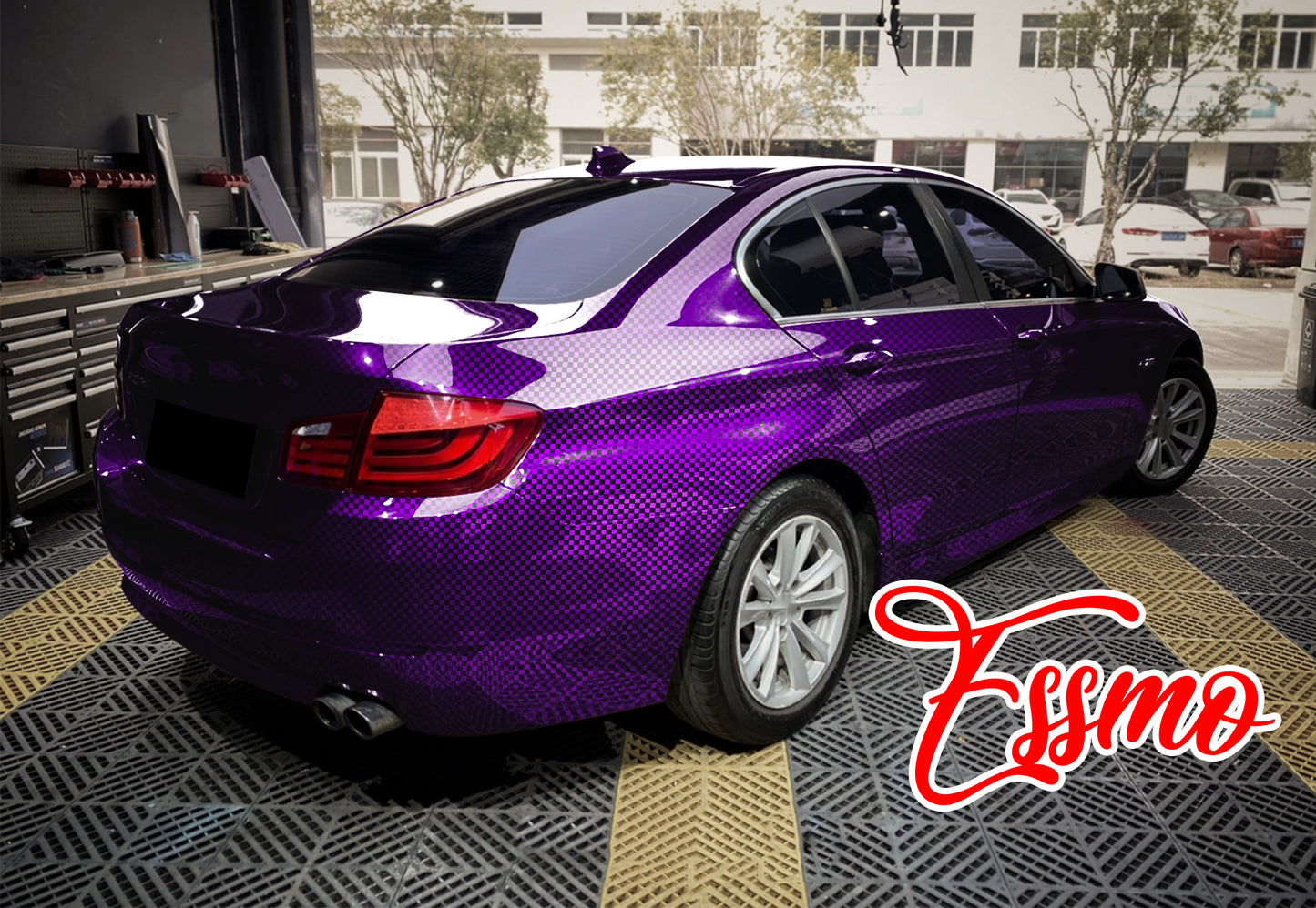 PET Chrome Checker Carbon Fiber Gloss Purple Vinyl Wrap