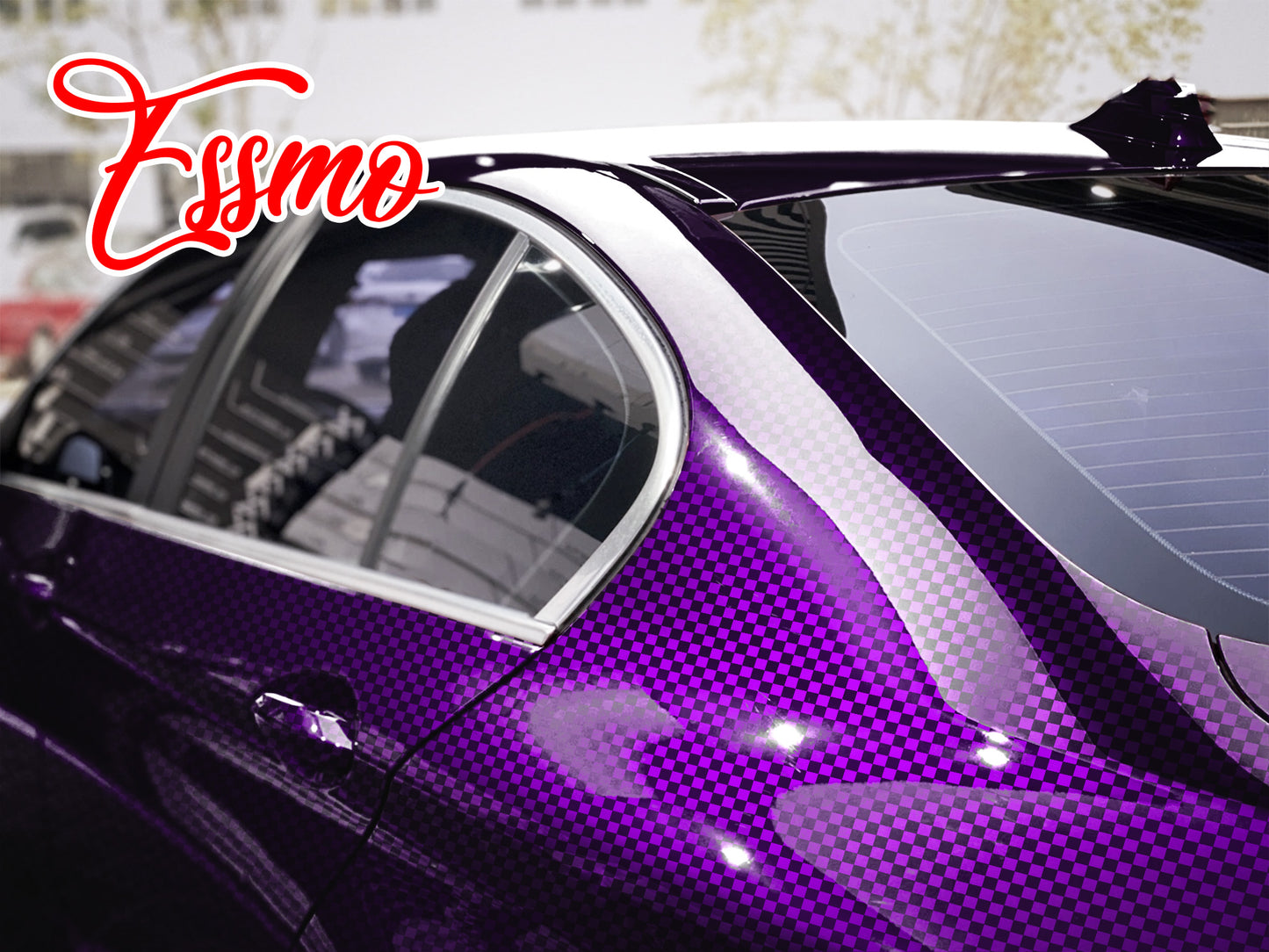 PET Chrome Checker Carbon Fiber Gloss Purple Vinyl Wrap