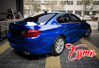 PET Chrome Checker Carbon Fiber Gloss Blue Vinyl Wrap