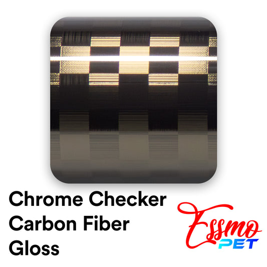 PET Chrome Checker Carbon Fiber Gloss Gray Vinyl Wrap