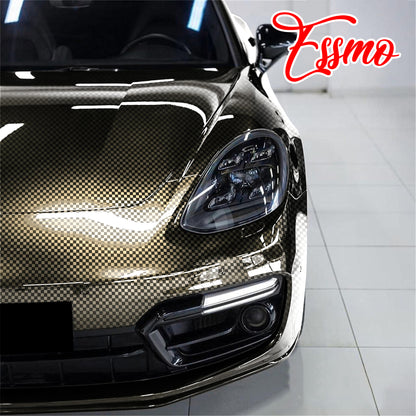 PET Chrome Checker Carbon Fiber Gloss Gray Vinyl Wrap