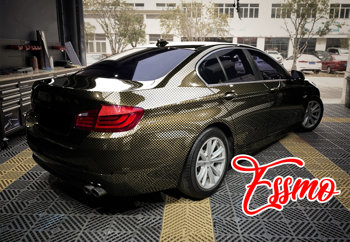 PET Chrome Checker Carbon Fiber Gloss Gray Vinyl Wrap