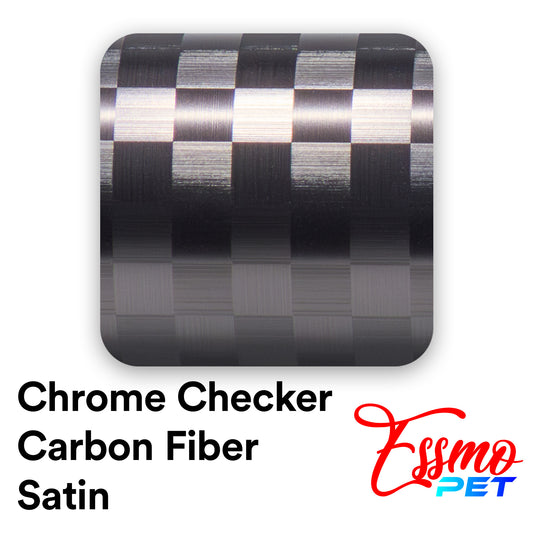 PET Chrome Checker Carbon Fiber Satin Gray Vinyl Wrap